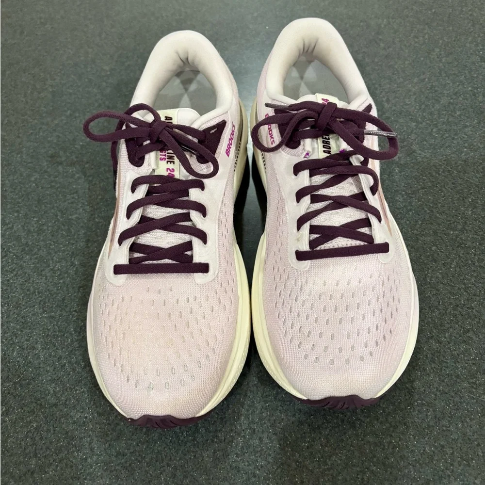 Brooks Women's Adrenaline 24 GTS Shoes - Light Pink and Dark Burgundy accent. - Picture 3 of 9